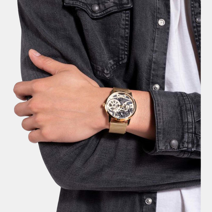 Gadget Men Quartz Black Dial Analog Stainless Steel Watch GW0538G2