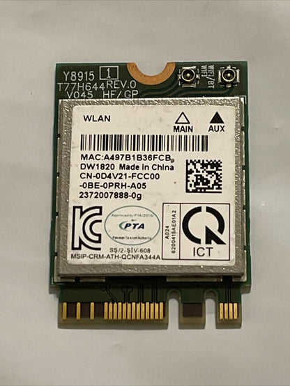 Genuine Oem Dell Inspiron 27 7775 27"  Wireless WiFi Card D4V21 0D4V21