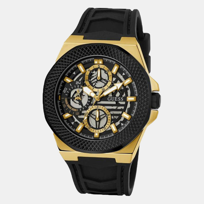 Gs Front-Runner Men Quartz Black Dial Multi-Function Silicone Watch Gw0577G2
