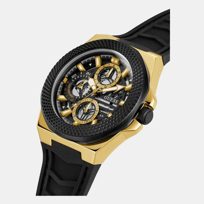 Gs Front-Runner Men Quartz Black Dial Multi-Function Silicone Watch Gw0577G2