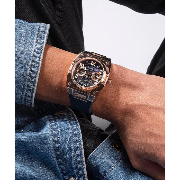 Gt Prodigy Men Quartz Blue Dial Multi-Function Silicone Watch Gw0569G3