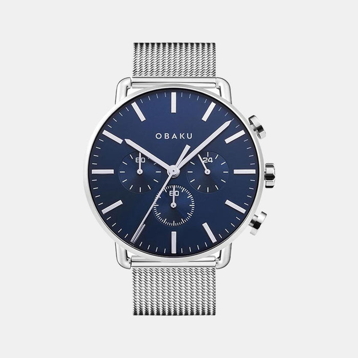 Obaku Round Blue Chronograph watch
