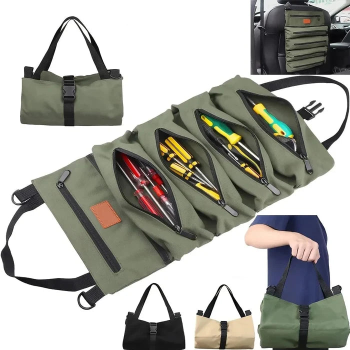 Heavy-duty portable tool organizer roll-up bag