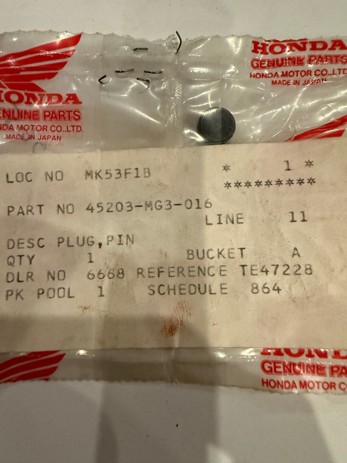Honda Brake Caliper Plug 45203-MG3-016
