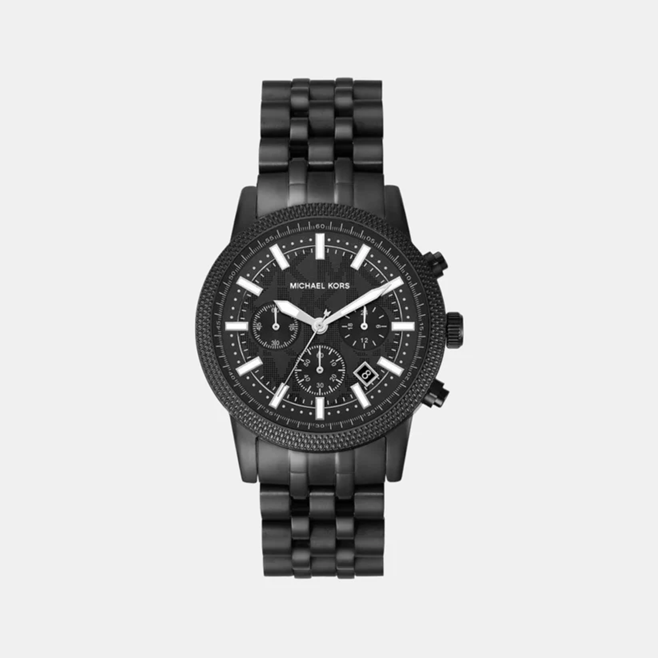 Hutton Men Quartz Black Dial Chronograph Stainless Steel Watch MK9089