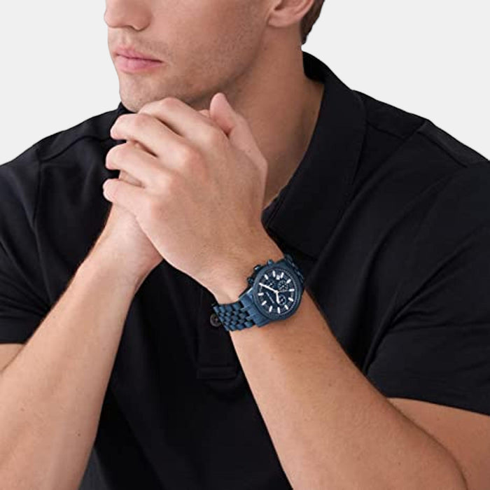 Hutton Men Quartz Blue Dial Chronograph Stainless Steel Watch MK9088