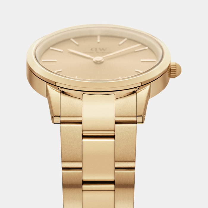 Iconic Women Quartz Gold Dial Analog Stainless Steel Watch DW00100403