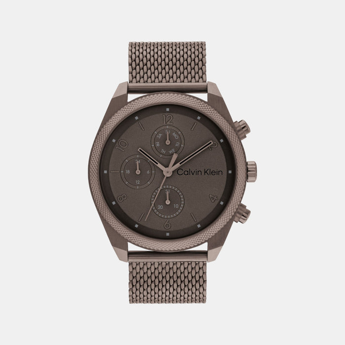 Impact Men Quartz Brown Dial Multi-Function Mesh Watch 25200361