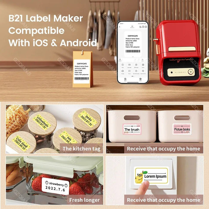 SearchFindOrder Pocket Printer Pro Red Bluetooth Label Maker