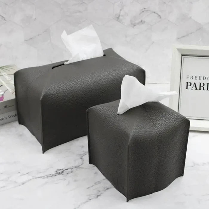 Leather tissue box case