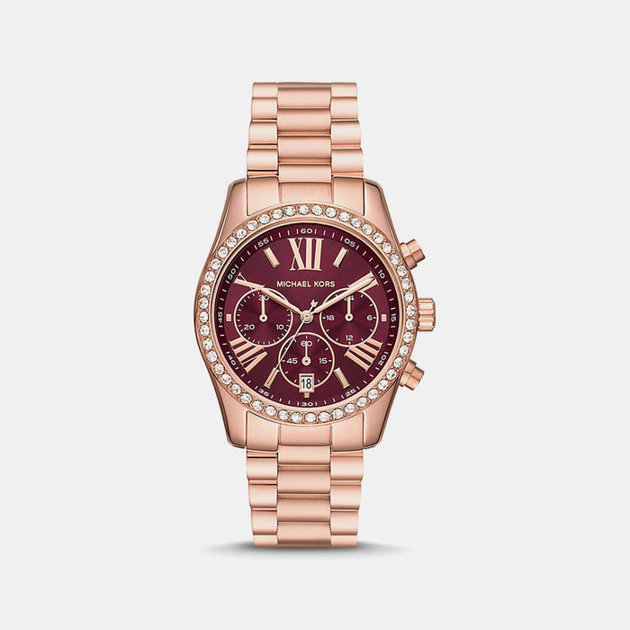 Lexington Women Quartz Red Dial Chronograph Stainless Steel Watch MK7275