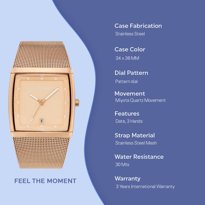 Obaku Stainless Steel Rose Gold watch