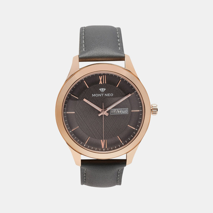 Men Quartz Black Dial Analog Leather Watch 8009D-L3315