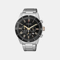 Men Quartz Black Dial Chronograph Stainless Steel Watch AN8168-51H