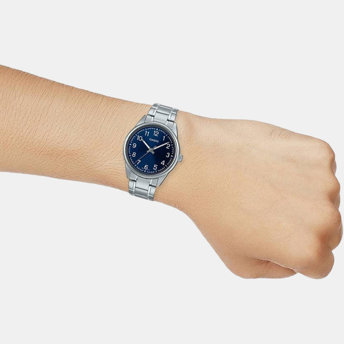 Men Quartz Blue Dial Analog Stainless Steel Watch A2030