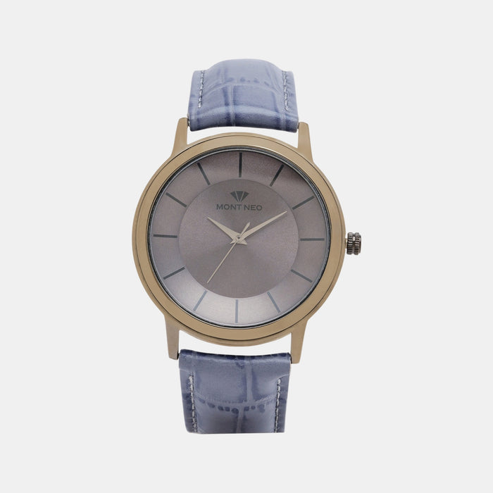 Men Quartz Grey Dial Analog Leather Watch 8003T-L8815