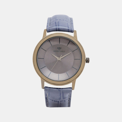 Men Quartz Grey Dial Analog Leather Watch 8003T-L8815