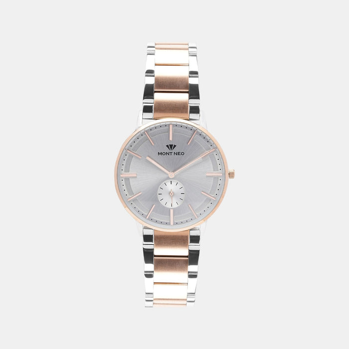 Men Quartz Silver Dial Analog Stainless Steel Watch 7009E-M1303