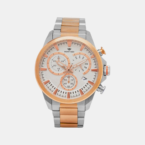 Men Quartz White Dial Chronograph Stainless Steel Watch 7011M-M1303