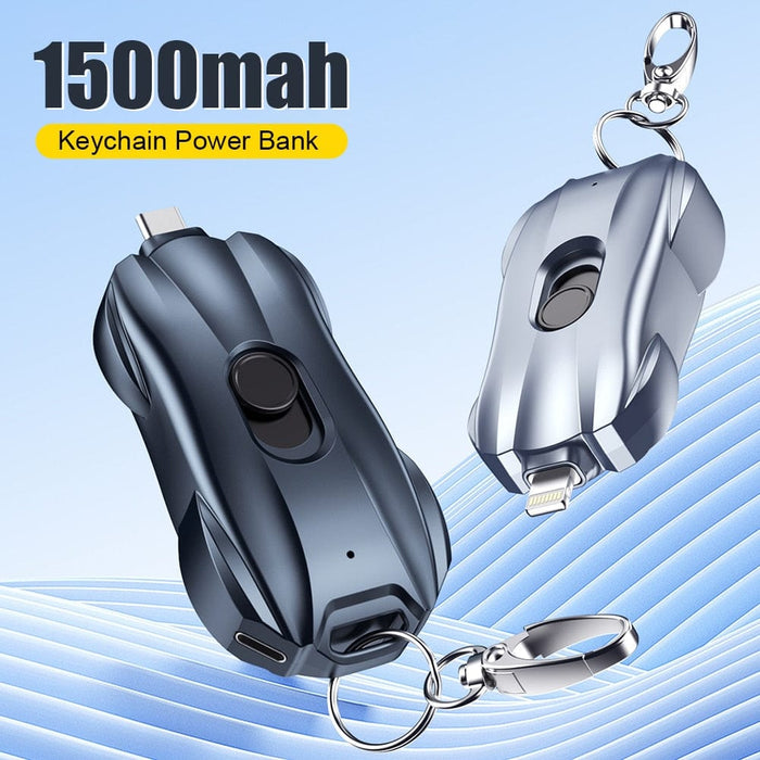 Mini race car keychain emergency power bank