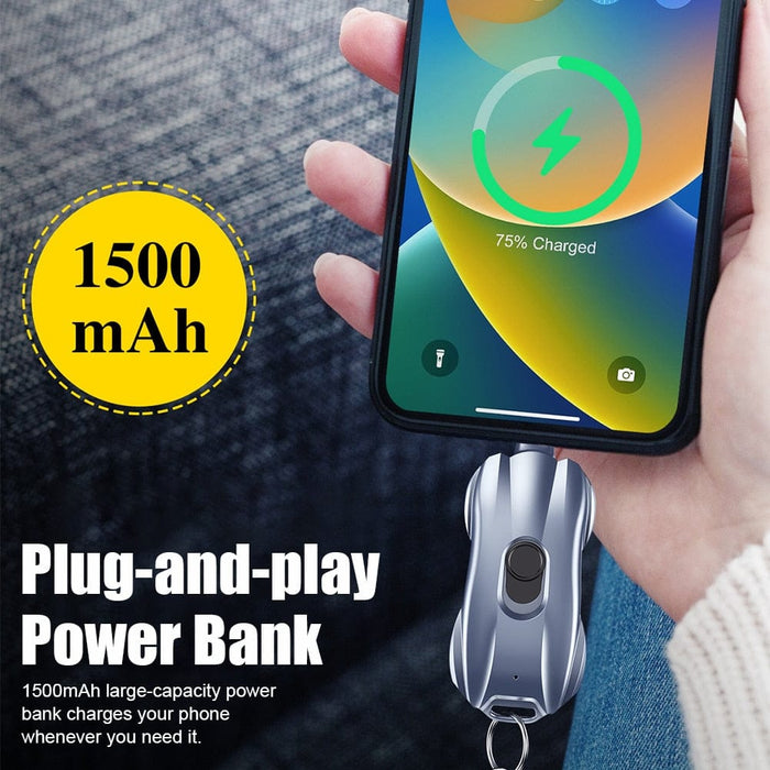 SearchFindOrder Portable 1500mAh Compact Power Bank Keychain Charger for iPhone & Samsung
