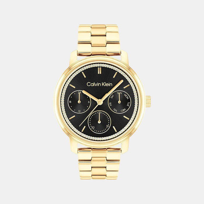 Minimalistic Women Quartz Black Dial Multi-Function Stainless Steel Watch 25200177