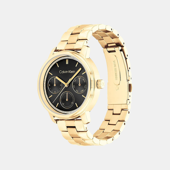 Minimalistic Women Quartz Black Dial Multi-Function Stainless Steel Watch 25200177