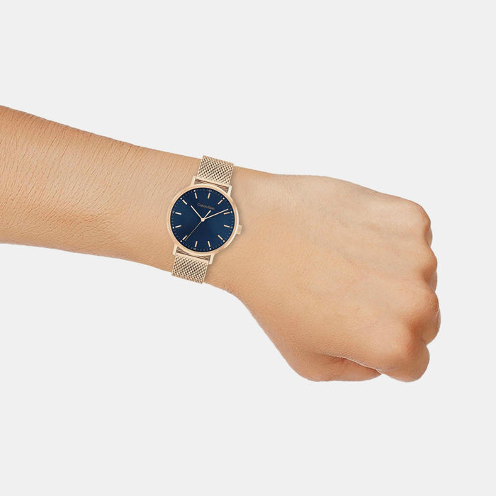 Modern Men Quartz Blue Dial Analog Mesh Watch 25200314