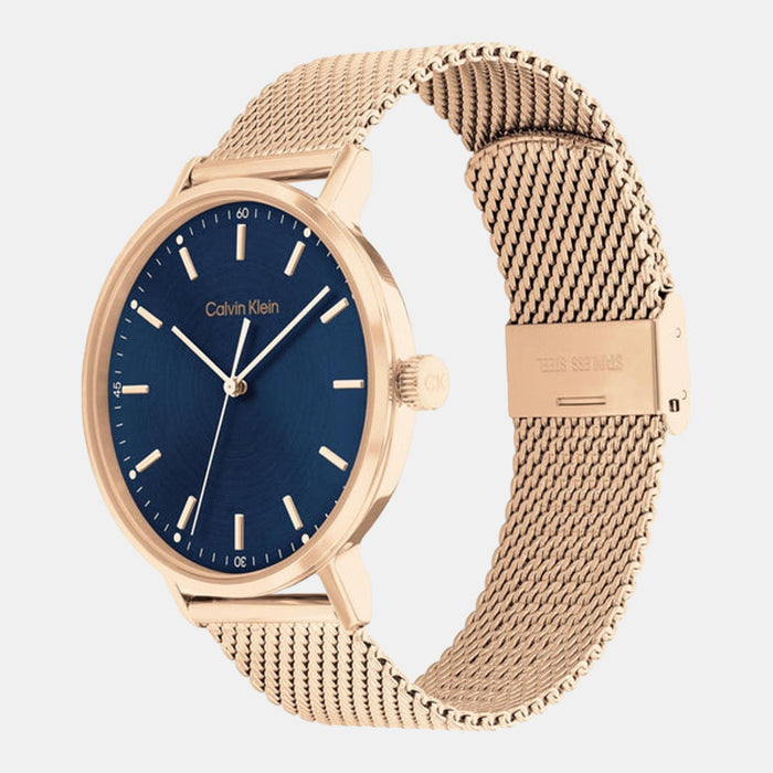 Modern Men Quartz Blue Dial Analog Mesh Watch 25200314