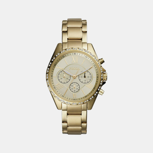 Modern Women Quartz Gold Dial Chronograph Stainless Steel Watch BQ3378