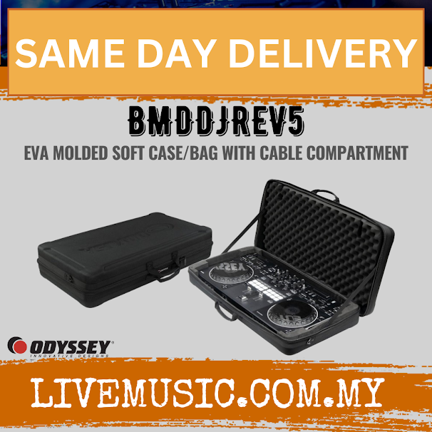 EVA molded soft case/bag with cable compartment, black, open with controller inside