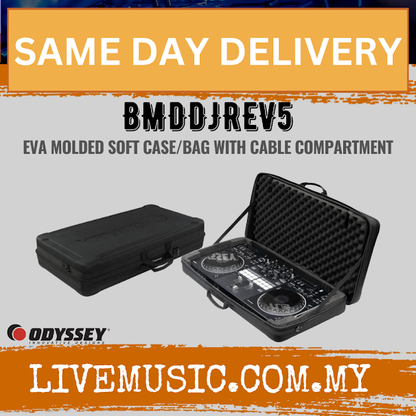 EVA molded soft case/bag with cable compartment, black, open with controller inside