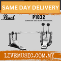 Pearl double bass drum pedal with solo cam, black metal frame and beater footboards