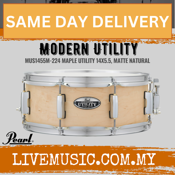 Matte natural modern utility snare drum with chrome lugs and rims, 14x5.5