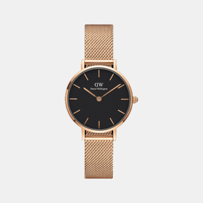 Petite Women Quartz Black Dial Analog Mesh Watch DW00100217K