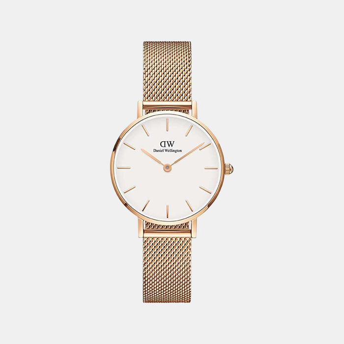 Petite Women Quartz White Dial Analog Mesh Watch DW00100219K