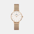 Petite Women Quartz White Dial Analog Mesh Watch DW00100219K