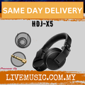 Black over-ear DJ headphones with padded headband and swiveling earcups