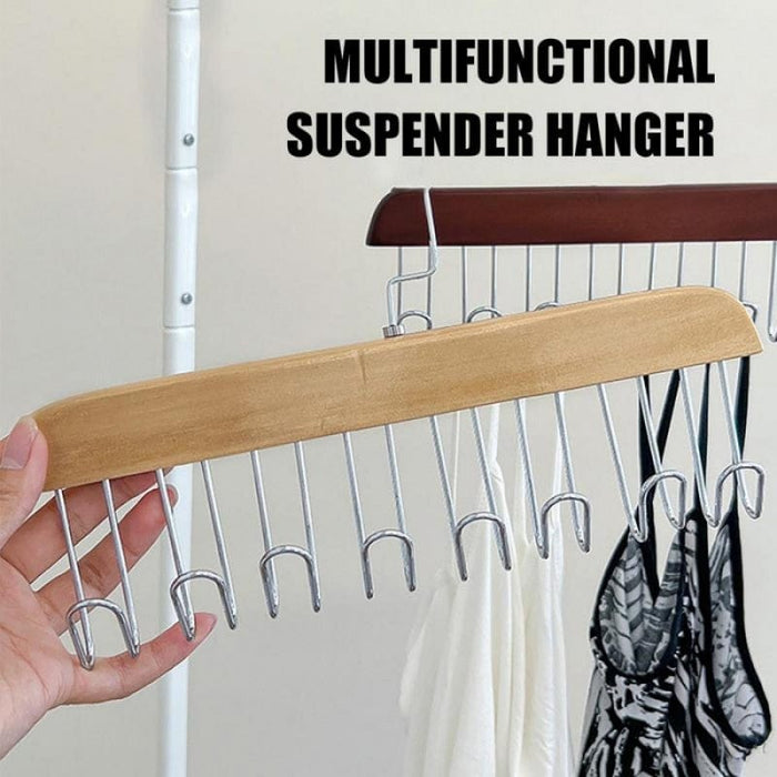 Premium wood hanger organizer for bras belts and ties