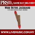 Salmon wide jacquard guitar strap with colorful woven pattern and red end tabs