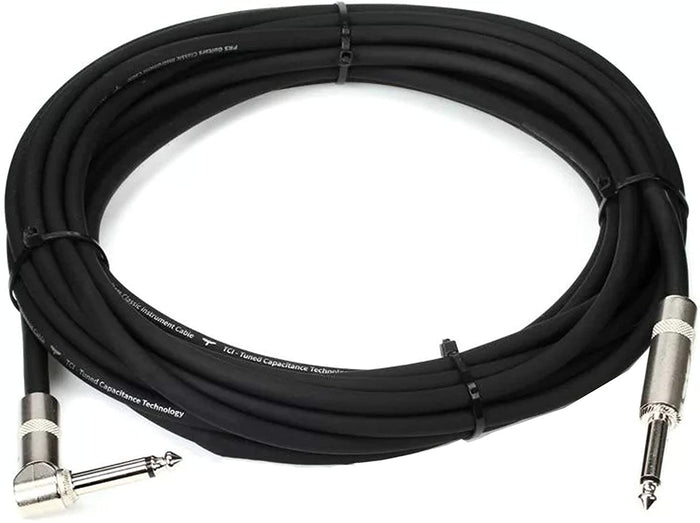 Black 25 ft instrument cable with 1/4-inch plugs on each end