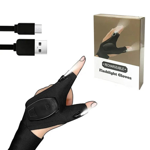 Rechargeable LED finger flashlight glove