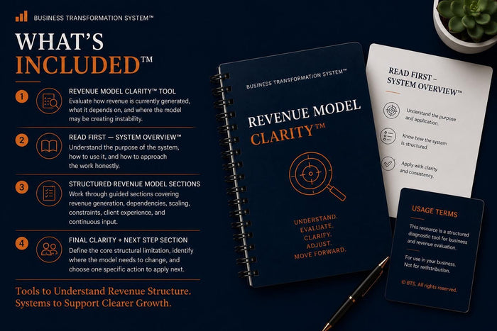 Revenue Model Clarity™ | Business Structure Diagnostic | Revenue Stability Tool | Scaling & Delivery Evaluation | BTS™ Advisory System