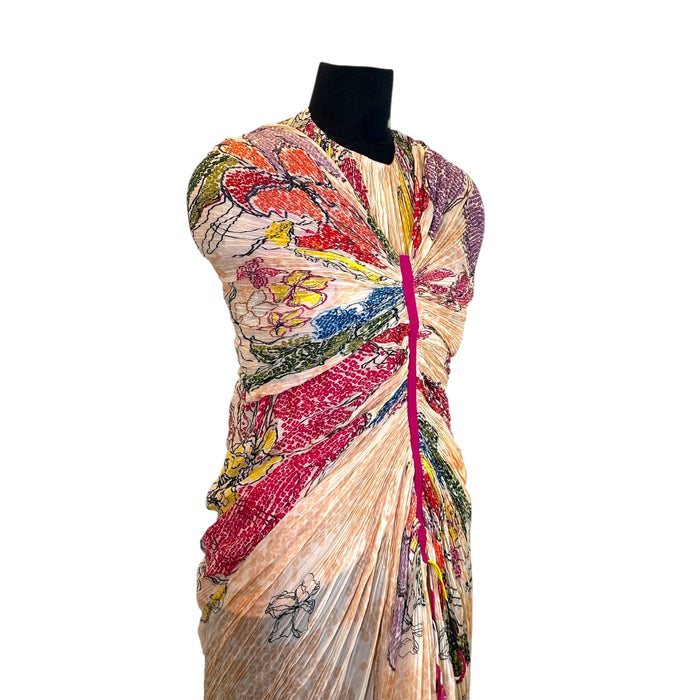 Saaksha Kinni Dress Peach Saree Dress Size : S-M