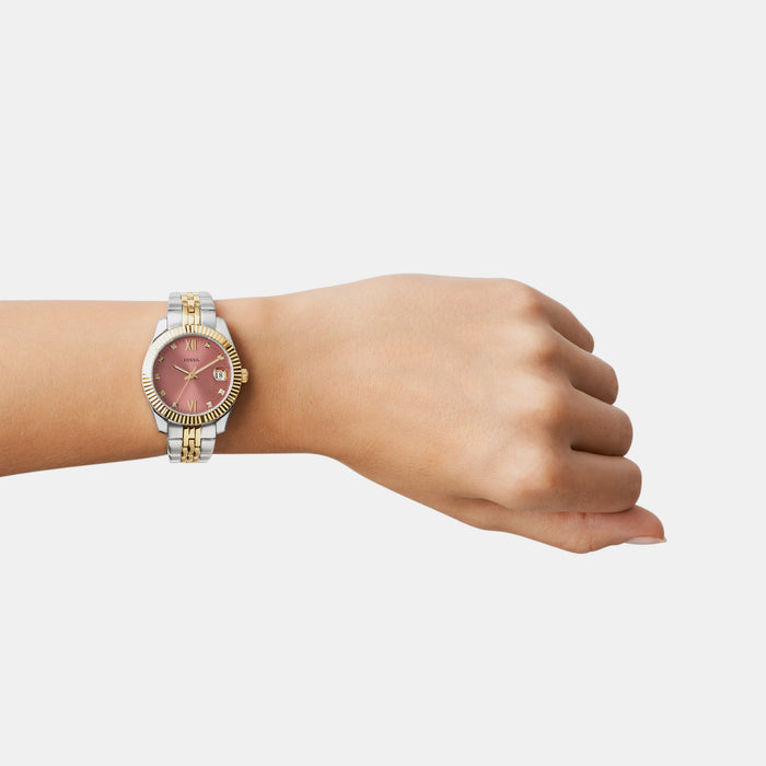 Scarlette Women Quartz Pink Dial Analog Stainless Steel Watch ES5173