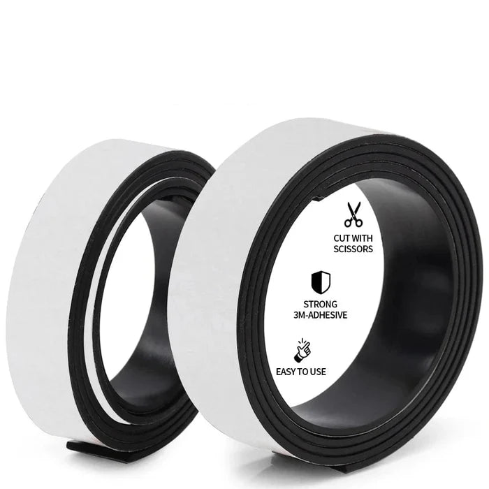 Self-adhesive flexible magnetic tape roll