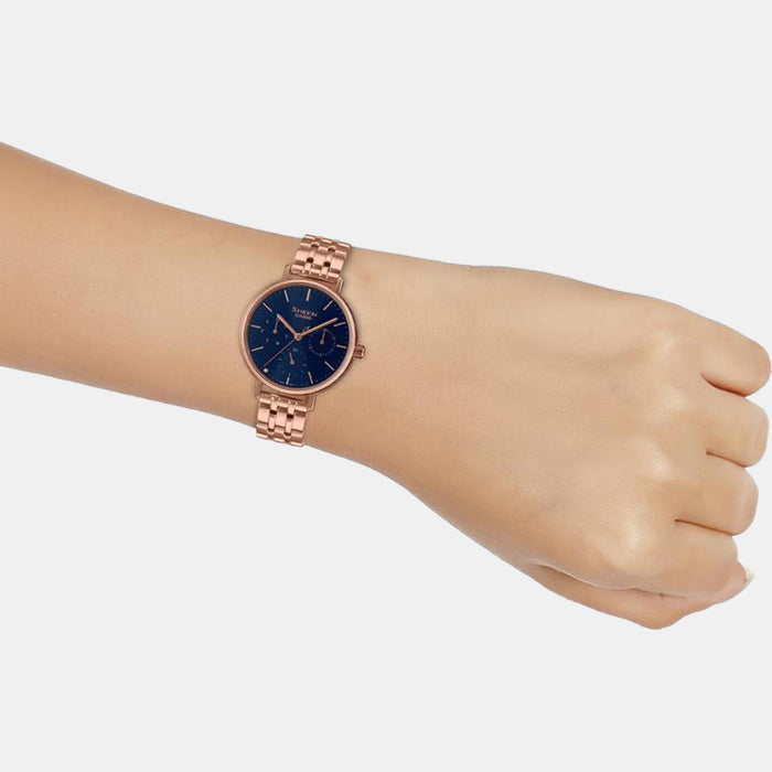 Sheen Women Quartz Blue Dial Multi-Function Stainless Steel Watch SH287