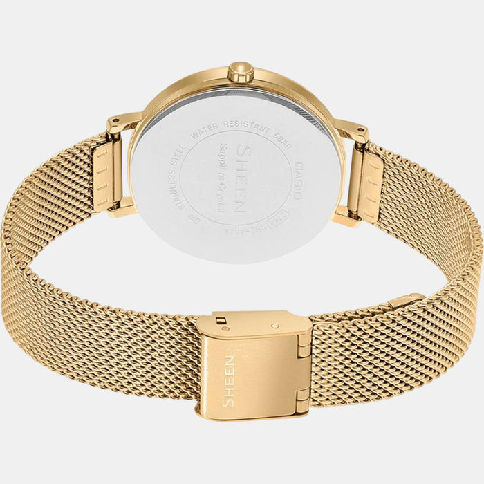 Sheen Women Quartz Gold Dial Analog Stainless Steel Watch SH283