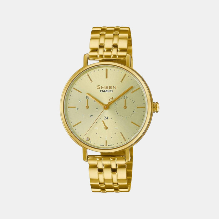 Sheen Women Quartz Gold Dial Multi-Function Stainless Steel Watch SH286