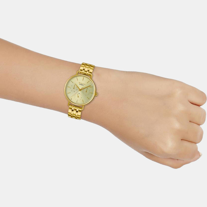 Sheen Women Quartz Gold Dial Multi-Function Stainless Steel Watch SH286